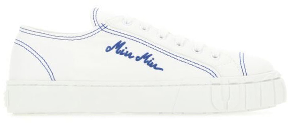 (W) MIU MIU 刺绣帆布低帮运动鞋 '白蓝' 5E970C_GUD_F0P41_F_005 Order (W) MIU MIU 刺绣帆布低帮运动鞋 '白蓝' 5E970C_GUD_F0P41_F_005