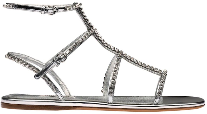 (W) MIU MIU Kasut Sandal Fesyen Tekstil Logam 'Perak' Kasual. 5X529D_3LFO_F0118_F_005 Order (W) MIU MIU Kasut Sandal Fesyen Tekstil Logam 'Perak' Kasual. 5X529D_3LFO_F0118_F_005