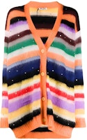 (Women) MIU MIU Casual V-Neck Printed Knit Cardigan Orange MMF311-1XI0-F0049 (Women) MIU MIU Casual V-Neck Printed Knit Cardigan Orange MMF311-1XI0-F0049