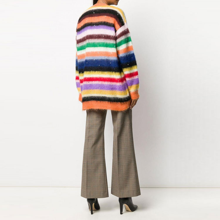 Purchase (W) MIU MIU Kardiagan Bercetak V-Leher Santai Jingga. MMF311-1XI0-F0049