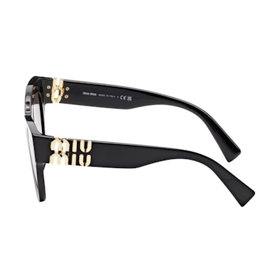 (Women) MIU MIU Cat-Eye Sunglasses for Women Black with Engraved Temples 0MU01YS80565977824181AB5D1