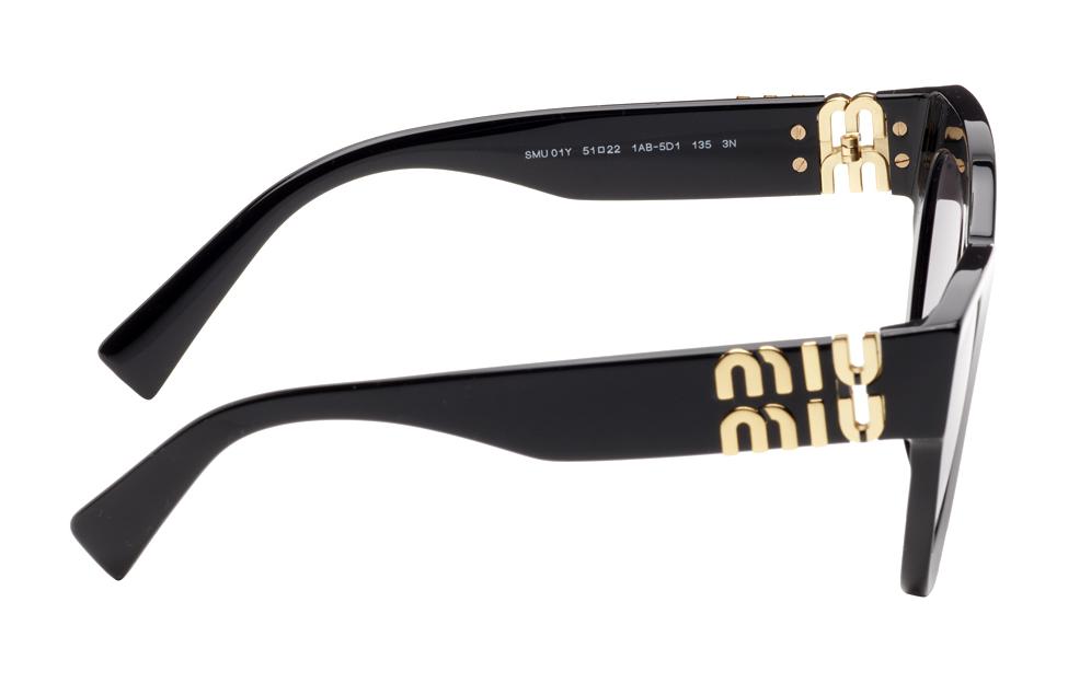 Shop (W) MIU MIU 女士黑色猫眼太阳镜 带雕刻镜腿 0MU01YS80565977824181AB5D1