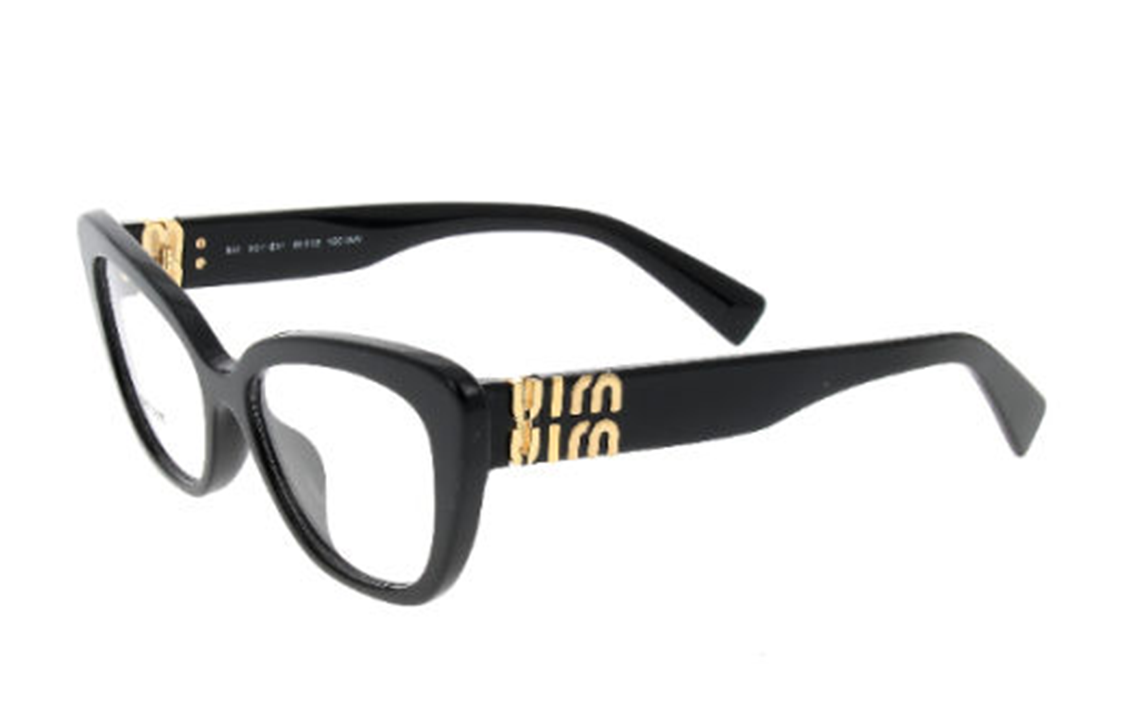 Order (W) 미우미우 여성 블랙 고양이 눈 안경 - 로고 템플 포함. VMU05V1AB101