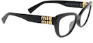 Shop (W) 미우미우 여성 블랙 고양이 눈 안경 - 로고 템플 포함. VMU05V1AB101