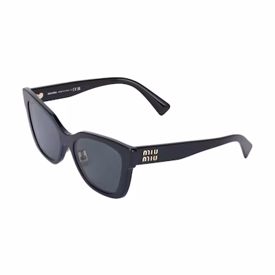 (Women) MIU MIU Cat Eye Sunglasses for Women - Black with Logo Temple Design MU02ZS1AB5S0