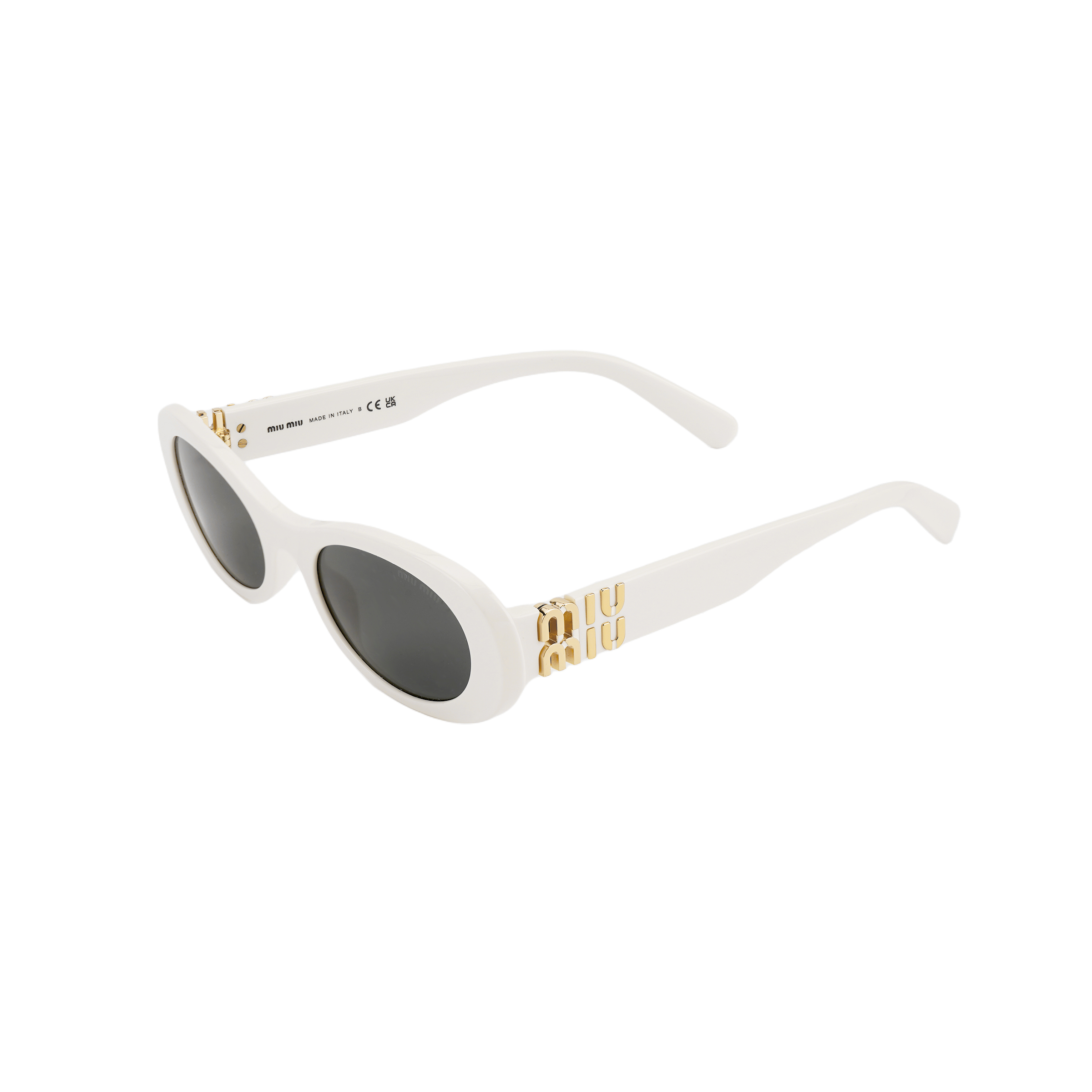 (Women) MIU MIU Cat Eye Sunglasses for Women White with Logo Temples. 0MU06ZS1425S0