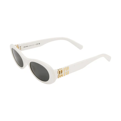 (Women) MIU MIU Cat Eye Sunglasses for Women White with Logo Temples. 0MU06ZS1425S0