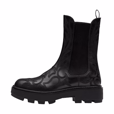 (W) MIU MIU Chelsea Boot 'Leather Embroidery Black'