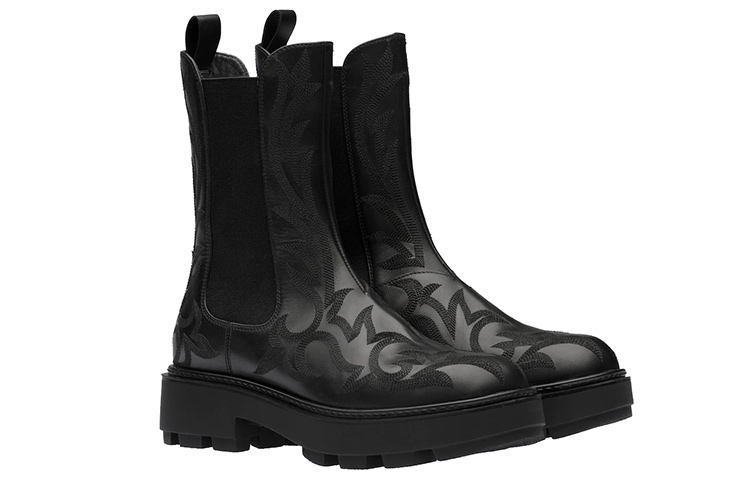 (W) MIU MIU Chelsea Boot 'Leather Embroidery Black' 圖 2