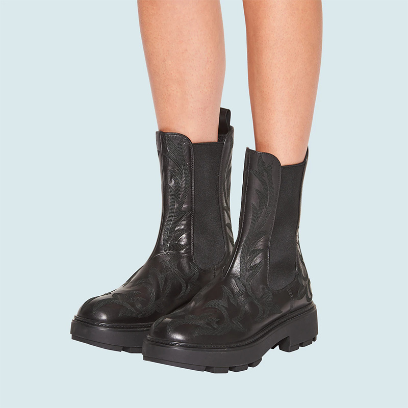 (W) MIU MIU Chelsea Boot 'Leather Embroidery Black' 圖 5