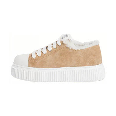 (W) MIU MIU Classic Platform Low Top 'Light Brown Velvet'