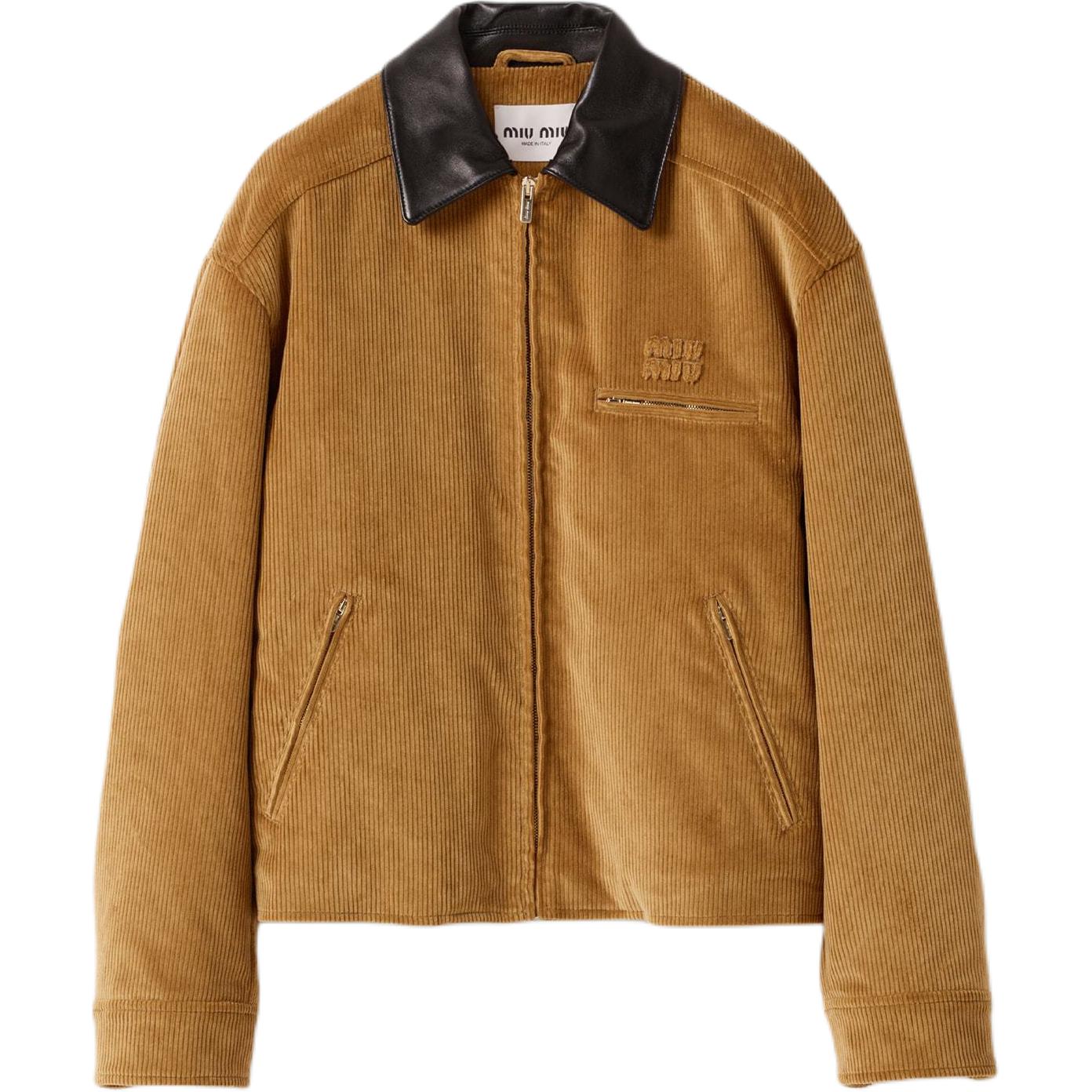 (Women) Miu Miu Color-Block Corduroy Textured Padded Zip-Up Jacket ML1336-1795-F0346-S-OOO