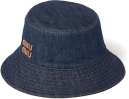 (Women) MIU MIU Contrast Embroidered Logo Fabric Bucket Hat Blue 5HC196_AJ6_F0QV1 (Women) MIU MIU Contrast Embroidered Logo Fabric Bucket Hat Blue 5HC196_AJ6_F0QV1