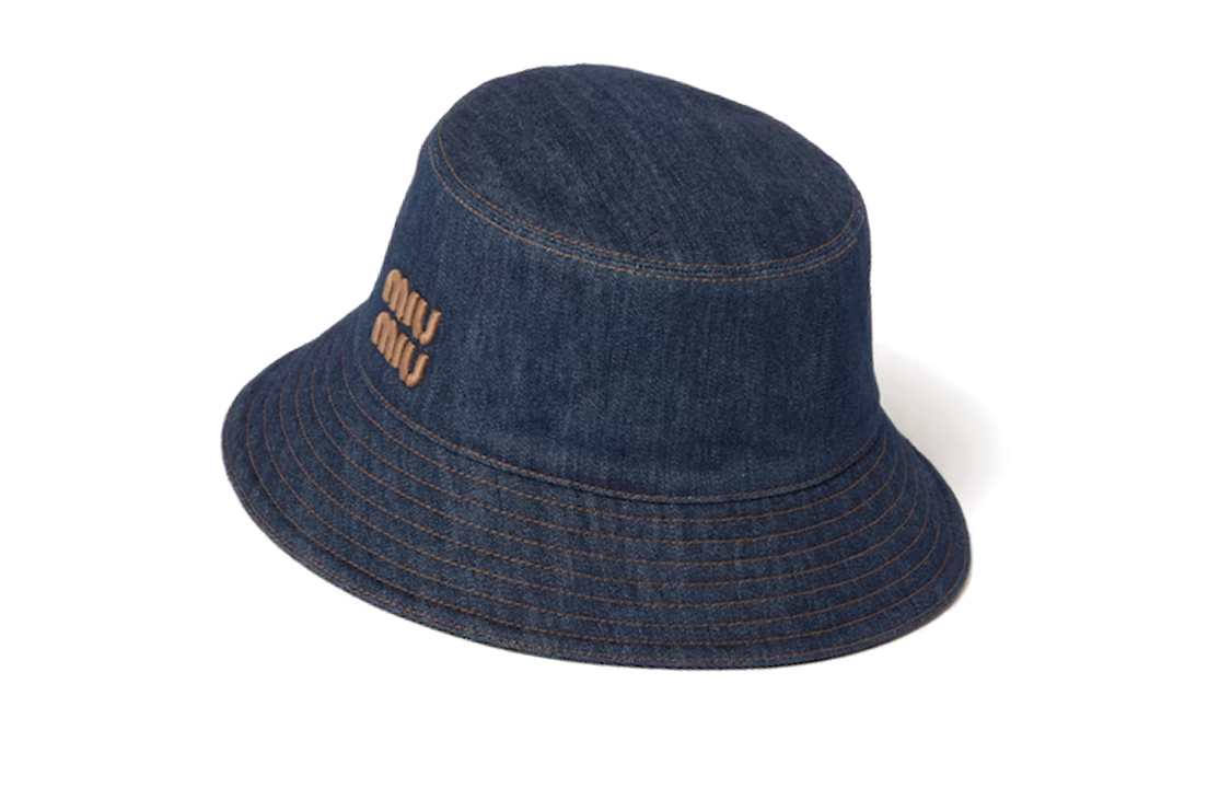 Lookbook (W) MIU MIU 蓝色对比刺绣徽标布料渔夫帽 5HC196_AJ6_F0QV1