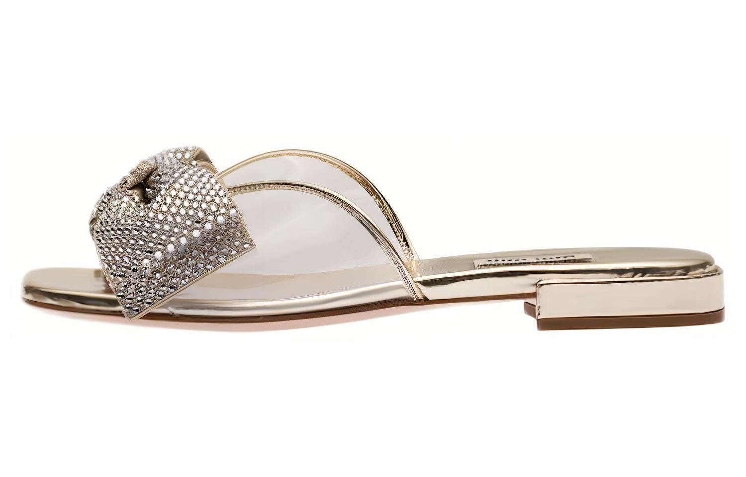 (W) MIU MIU Crystal Bow Sandals 'Silver Fashion'