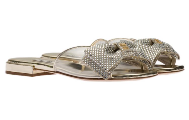 (W) MIU MIU Crystal Bow Sandals 'Silver Fashion' 圖 3
