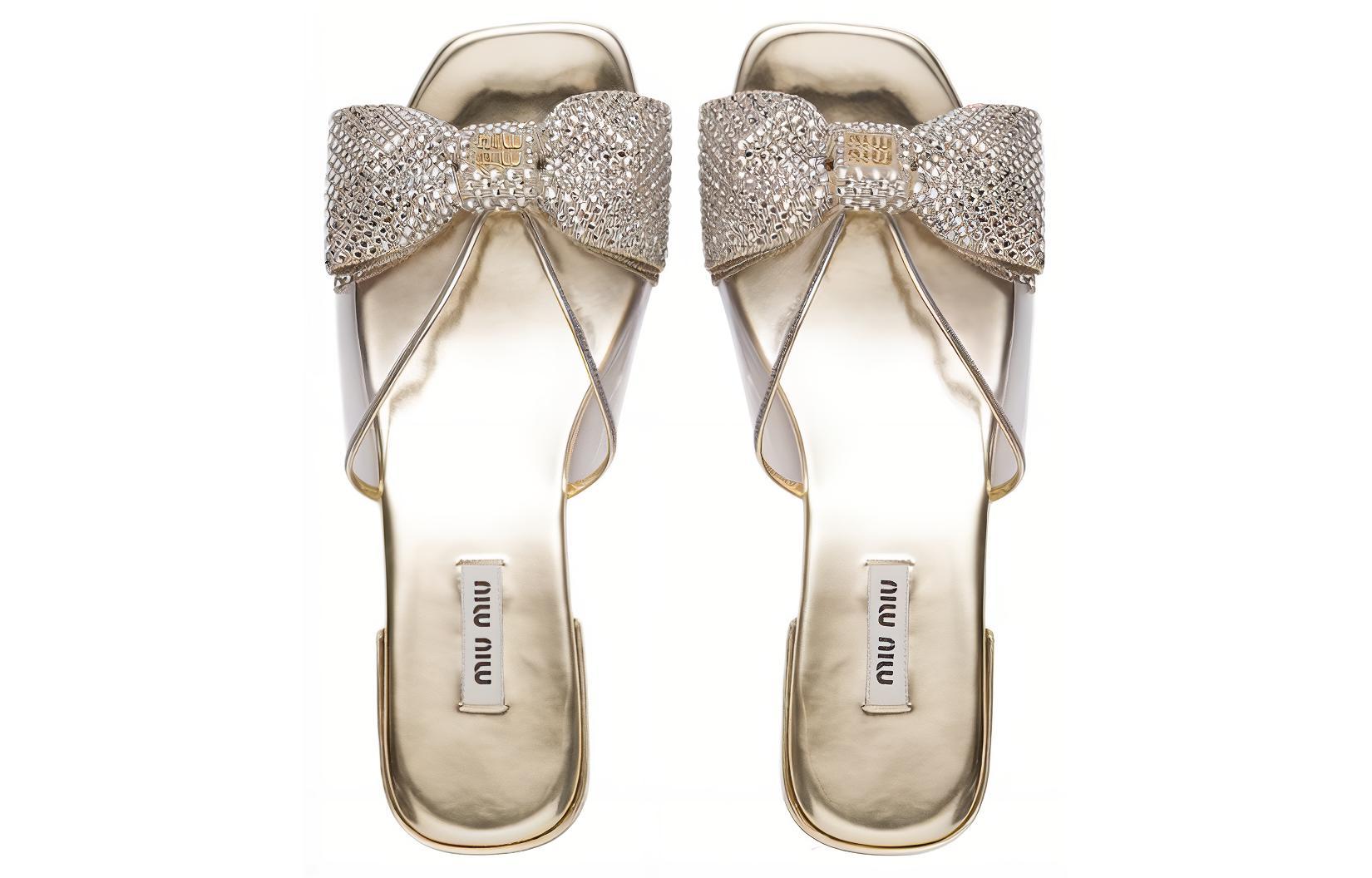 (W) MIU MIU Crystal Bow Sandals 'Silver Fashion' 圖 4