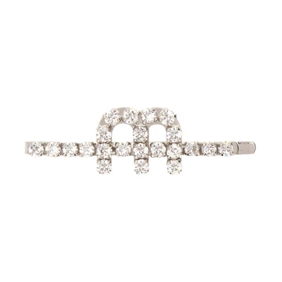 (Women) MIU MIU Crystal Hair Clip Silver Accessory for Women 5JF0392D4Y-F0ZJJ