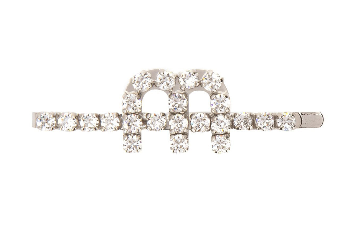 (Women) MIU MIU Crystal Hair Clip Silver Accessory for Women 5JF0392D4Y-F0ZJJ 圖 2