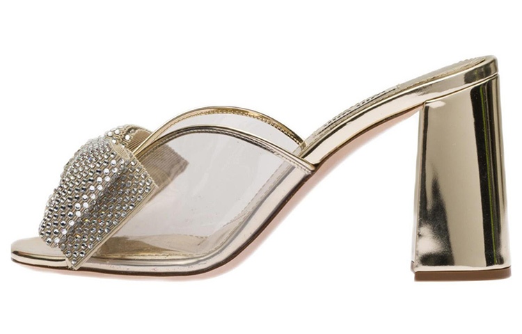 (W) MIU MIU Crystal Leather Sandals 'Metallic'