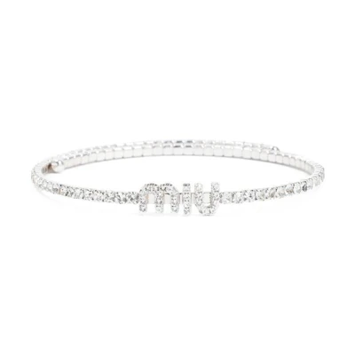 (Women) MIU MIU Crystal Letter Pendant Necklace for Women - Silver. 5JC8712DNCF0OKL
