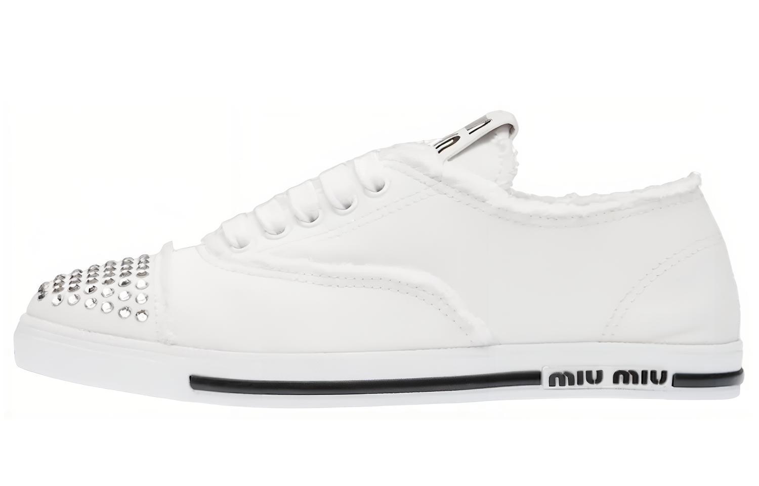(Women) MIU MIU Crystal Studs Fashion Sneaker 'White' 5E722D_3F3V_F0009_F_005