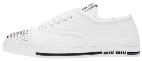 (Women) MIU MIU Crystal Studs Fashion Sneaker 'White' 5E722D_3F3V_F0009_F_005 (Women) MIU MIU Crystal Studs Fashion Sneaker 'White' 5E722D_3F3V_F0009_F_005