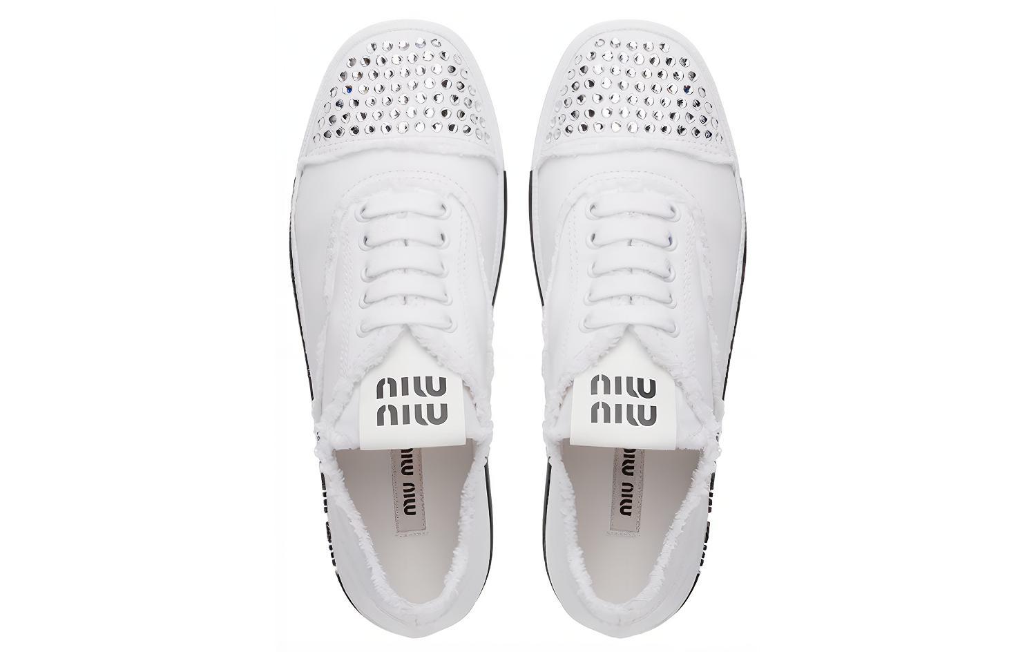 Purchase (W) MIU MIU 水晶铆钉时尚运动鞋 '白色' 5E722D_3F3V_F0009_F_005