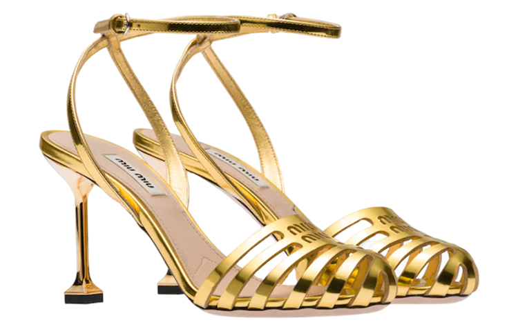 (W) MIU MIU D'Orsay 'Gold Leather Sandal' 圖 3