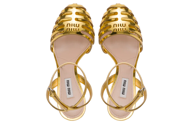 (W) MIU MIU D'Orsay 'Gold Leather Sandal' 圖 5