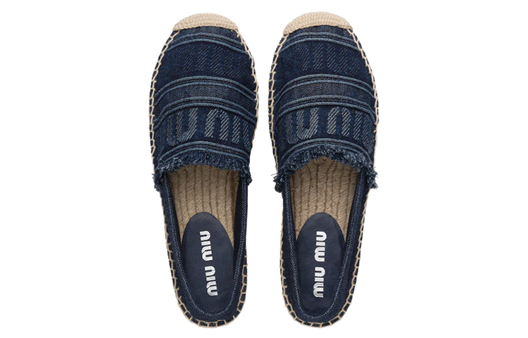 Purchase (W) MIU MIU Alpargatas Planas de Denim 'Azul Marino' 5S748D_3L6L_F0008_F_025