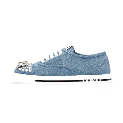 (W) MIU MIU Denim Low-Top 'Rhinestone Blue'