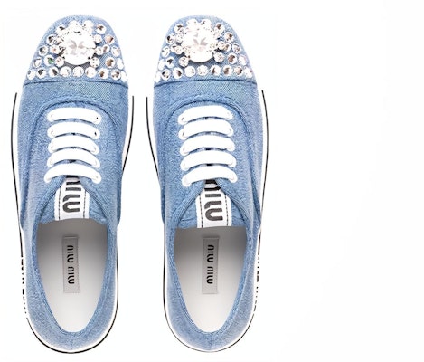 (Women) MIU MIU Denim Low-Top 'Rhinestone Blue' 5E450D_AJ6_F0008_F_005 Purchase (Women) MIU MIU Denim Low-Top 'Rhinestone Blue' 5E450D_AJ6_F0008_F_005