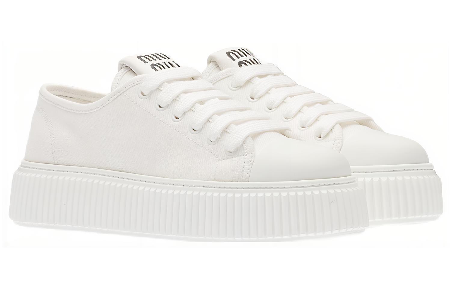 Lookbook MIU MIU 缪缪 牛仔布 低帮系带 時尚板鞋 女款 白色