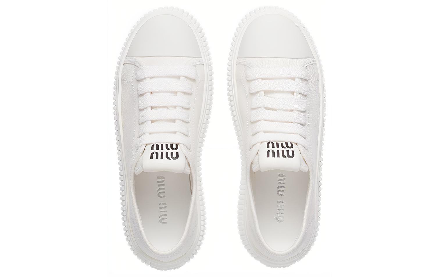 Purchase MIU MIU 缪缪 牛仔布 低帮系带 時尚板鞋 女款 白色