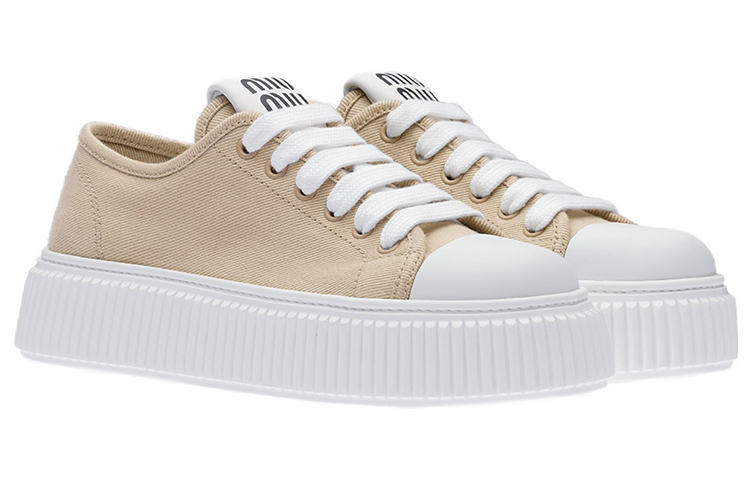 Order (W) 미우미우 데님 로우탑 스니커즈 '베이지' 5E889D_3ARS_F0044_F_005