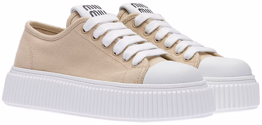 (W) MIU MIU Sepatu Sneakers Low-Top Denim 'Beige' 5E889D_3ARS_F0044_F_005 Order (W) MIU MIU Sepatu Sneakers Low-Top Denim 'Beige' 5E889D_3ARS_F0044_F_005