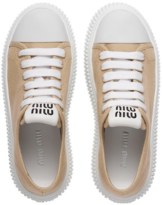(W) MIU MIU Sepatu Sneakers Low-Top Denim 'Beige' 5E889D_3ARS_F0044_F_005 Lookbook (W) MIU MIU Sepatu Sneakers Low-Top Denim 'Beige' 5E889D_3ARS_F0044_F_005