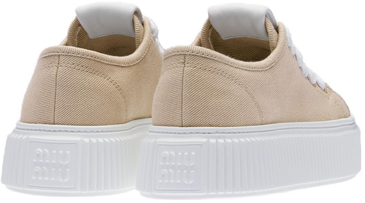 (W) MIU MIU Sepatu Sneakers Low-Top Denim 'Beige' 5E889D_3ARS_F0044_F_005 Shop (W) MIU MIU Sepatu Sneakers Low-Top Denim 'Beige' 5E889D_3ARS_F0044_F_005