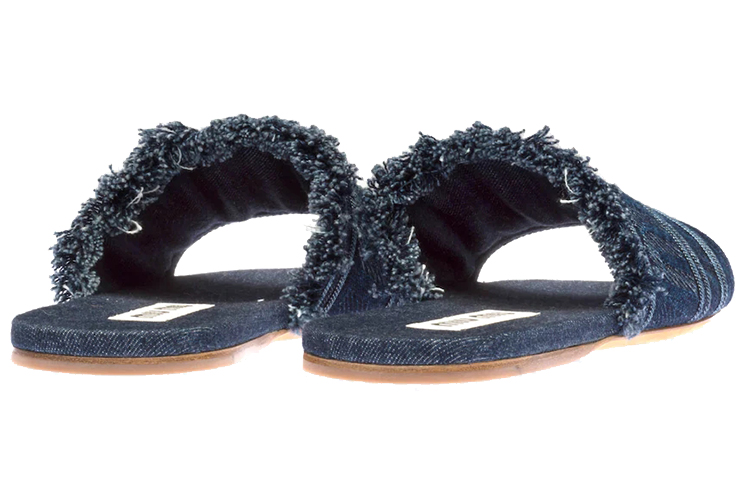 Shop (W) MIU MIU Sandal Fashion Slide Biru Denim Open Toe Flat Round Toe 5XX554_3L6L_F0008_F_005