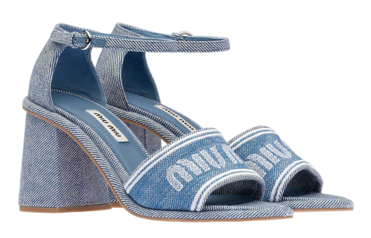 (W) MIU MIU Denim Sandals 'Blue Jacquard' 圖 3