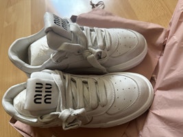 (Women) MIU MIU Distressed Leather Platform Sneakers 'Logo' 5E892DF00533G63F0009 (Women) MIU MIU Distressed Leather Platform Sneakers 'Logo' 5E892DF00533G63F0009