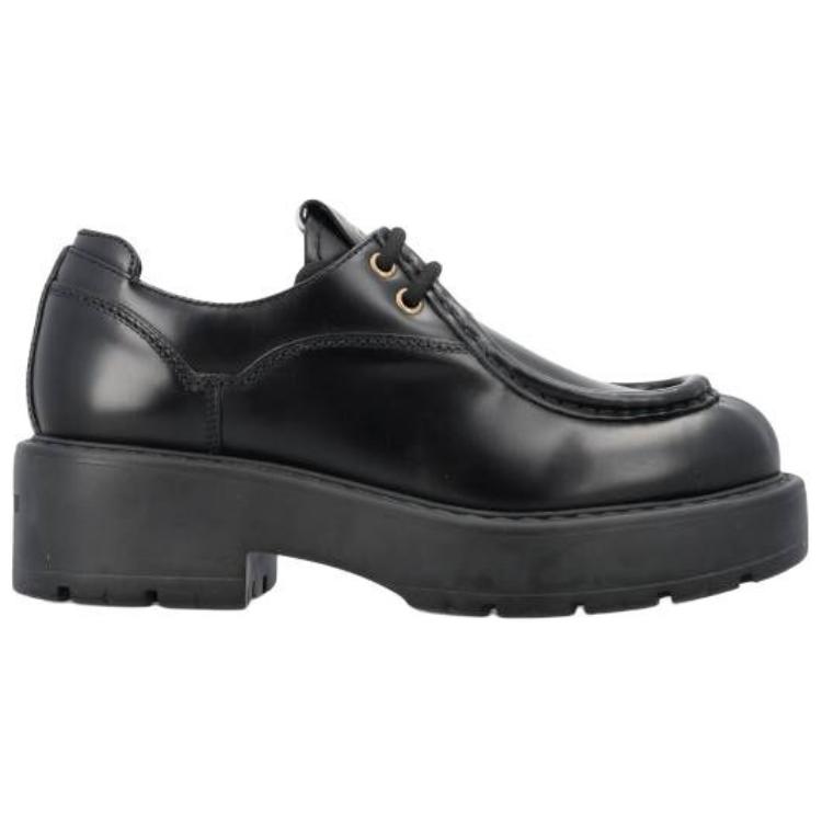 Order (W) MIU MIU Lapisan Dua Kasut Kulit Loafers 'Hitam' 5E964D_B4L_F0002_F_055