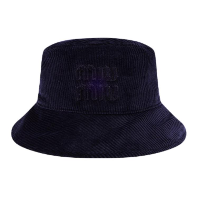 Order (W) MIU MIU 刺繍ロゴ バケットハット レディース - ホワイト/ブルー/ブラウン 5HC196_2F81