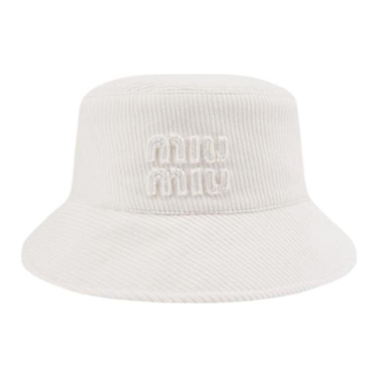 Lookbook (W) MIU MIU 刺繍ロゴ バケットハット レディース - ホワイト/ブルー/ブラウン 5HC196_2F81