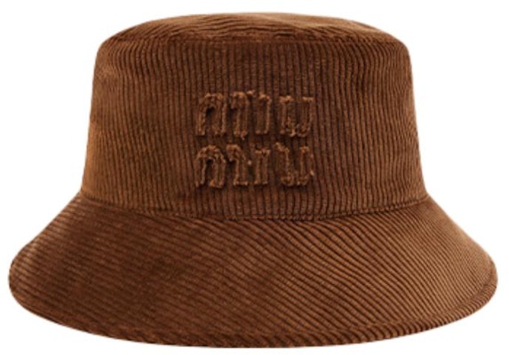 (W) MIU MIU 刺繍ロゴ バケットハット レディース - ホワイト/ブルー/ブラウン 5HC196_2F81 Shop (W) MIU MIU 刺繍ロゴ バケットハット レディース - ホワイト/ブルー/ブラウン 5HC196_2F81