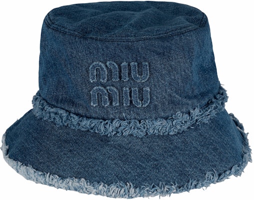 (Women) MIU MIU Embroidered Logo Cotton Bucket Hat Blue 5HC196_2CL4_F0008 Buy (Women) MIU MIU Embroidered Logo Cotton Bucket Hat Blue 5HC196_2CL4_F0008