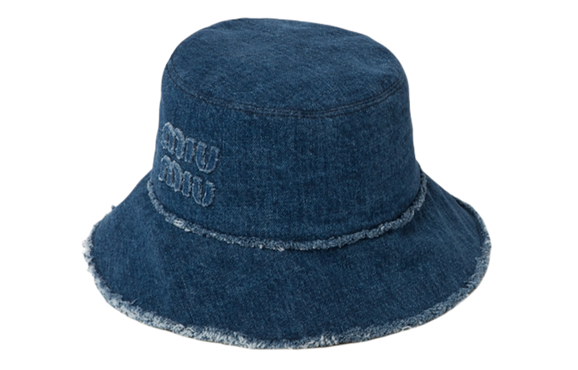 Order (Women) MIU MIU Embroidered Logo Cotton Bucket Hat  Blue 5HC196_2CL4_F0008