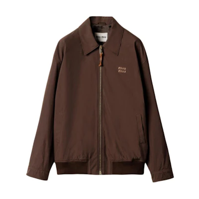 (Women) Miu Miu Embroidered Logo Fitted Cotton Blend Jacket Cocoa Brown SS25 ML1265-12NS-F0324-S-OOO