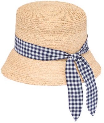 (W) MIU MIU 자수 로고 플레이드 버킷 햇 네추럴/블루 액세서리 5HC307-2F8I-F075R Lookbook (W) MIU MIU 자수 로고 플레이드 버킷 햇 네추럴/블루 액세서리 5HC307-2F8I-F075R